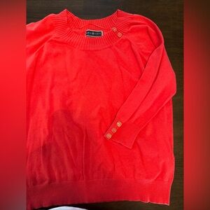 Karen Scott Red Sweater with Gold Button Accents